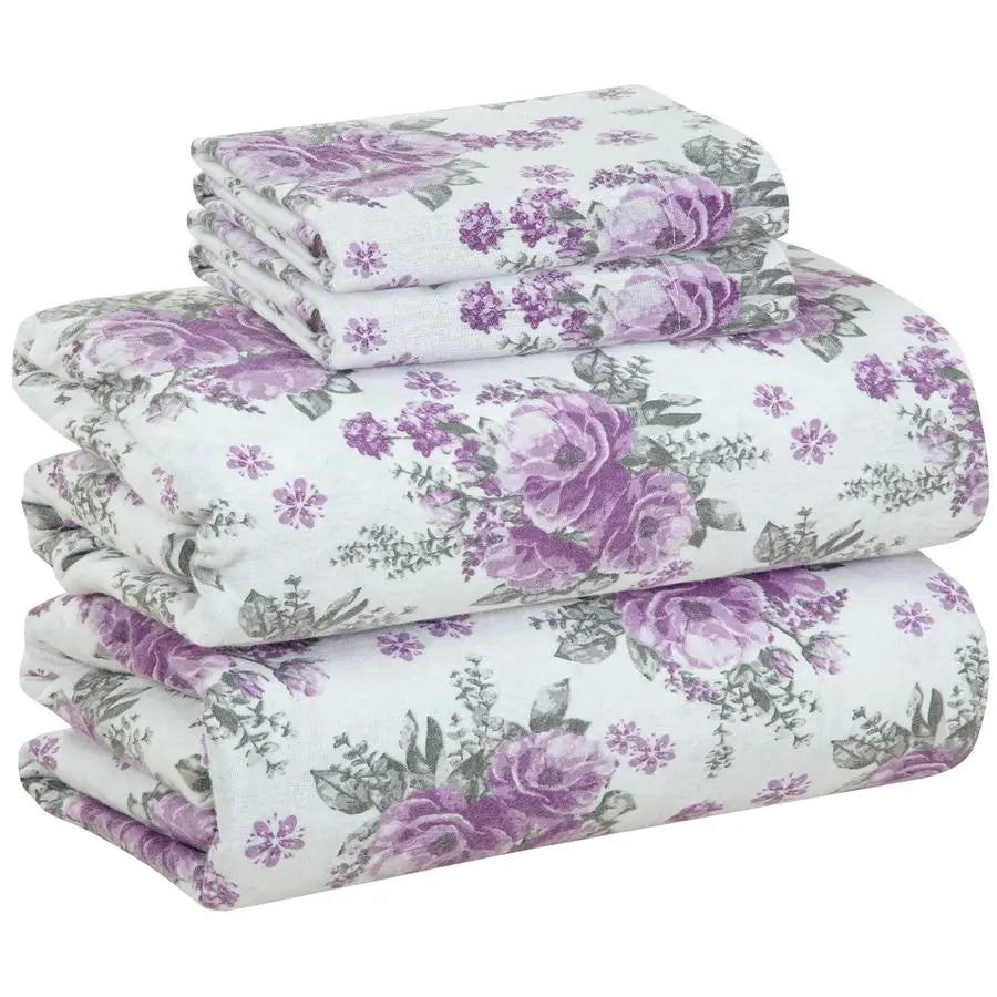 4 Piece 100 Cotton Flannel Sheets Queen Size Bed Set