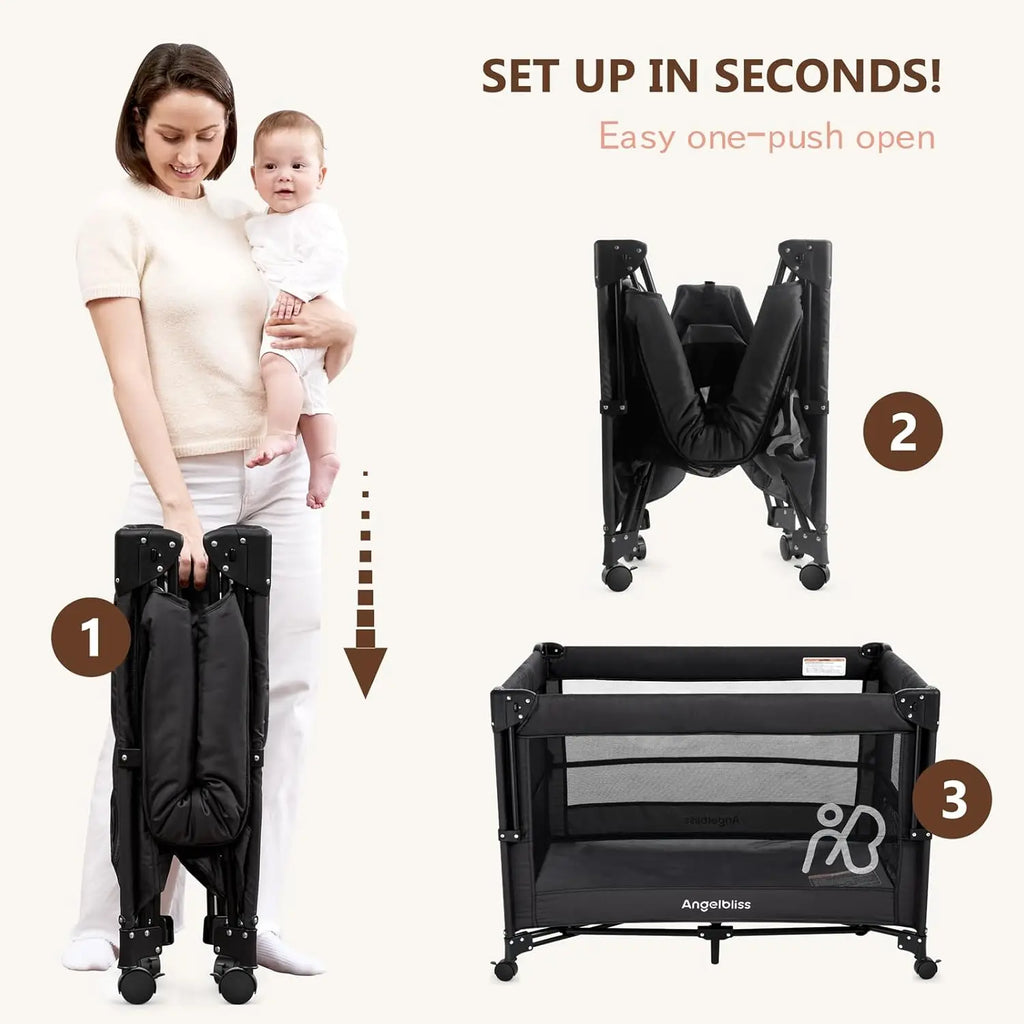 Portable Baby Bassinet Bedside Crib with Mattress