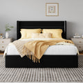 HOOMIC Lift Up Storage Bed with Wingback Headboard/Heavy-Duty Hydraulic Bed/Large Underneath Storage