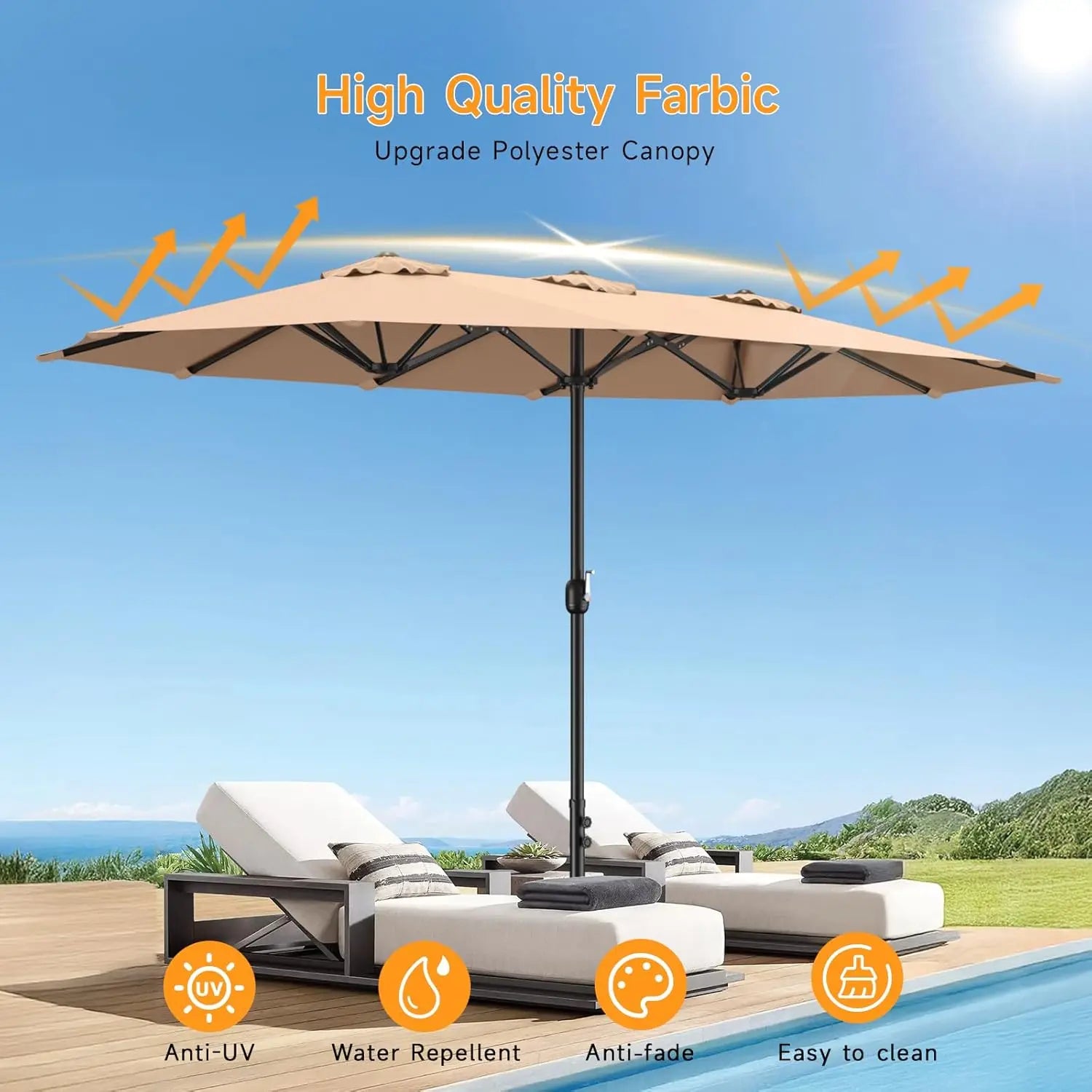 15ft Patio Umbrella with Base
