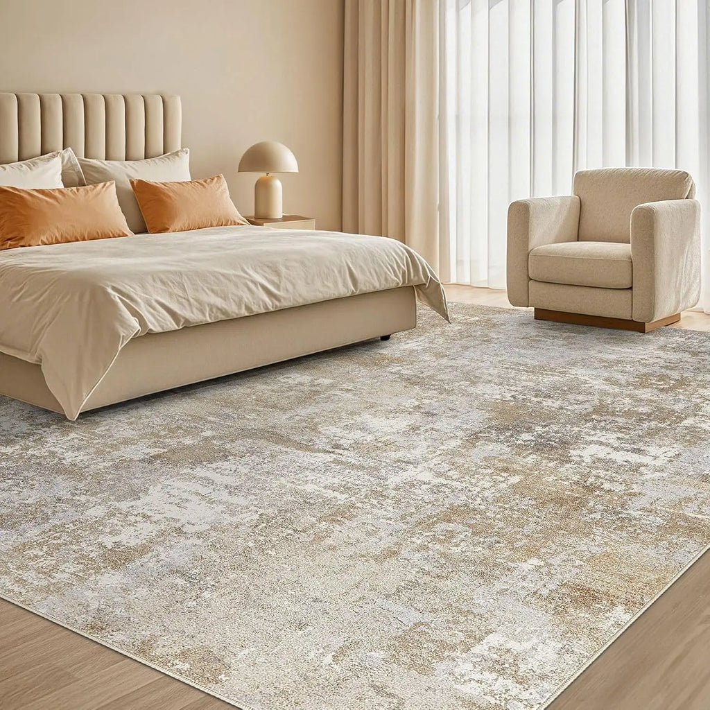Modern Abstract Neutral Washable Area Rug