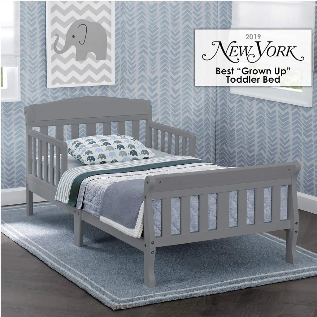 Greenguard Gold Certified Toddler Bed with Full Crib Mattress Fit, Sturdy Wood Construction