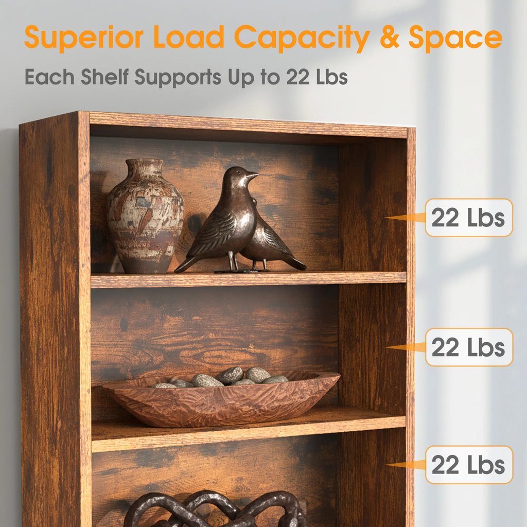 MCQ 6 Shelf Bookcase Wooden Large 63 Inch Tall Bookcase