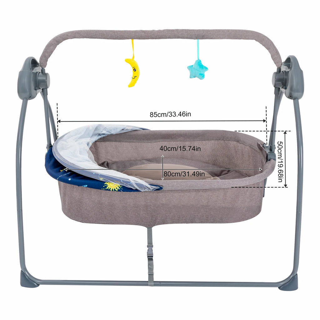 Baby Cradle Swing 5 Speeds Electric Stand Crib Auto Rocking Chair Bed with Remote Control