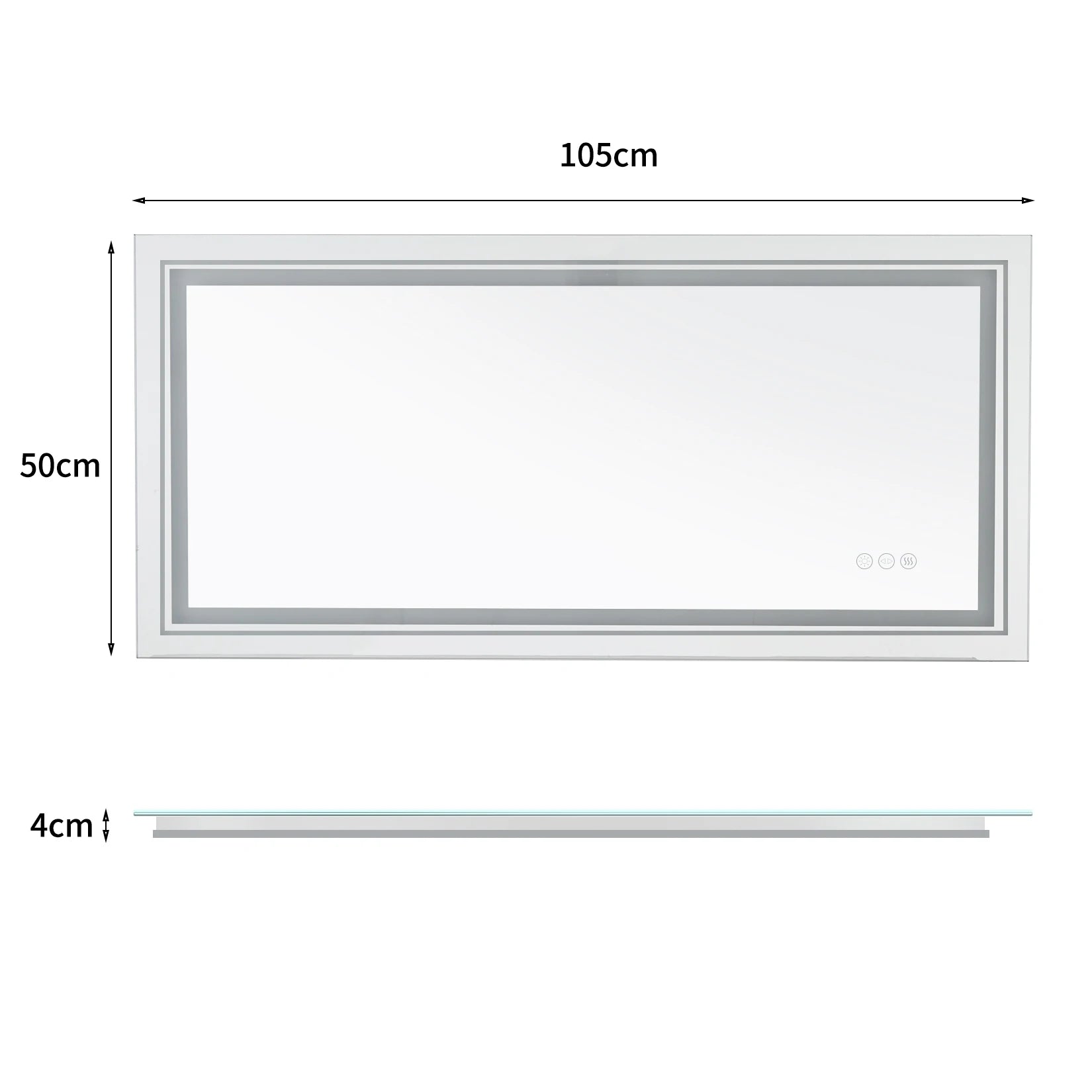 Large Wall-Mounted LED Illuminated Bathroom Mirror
