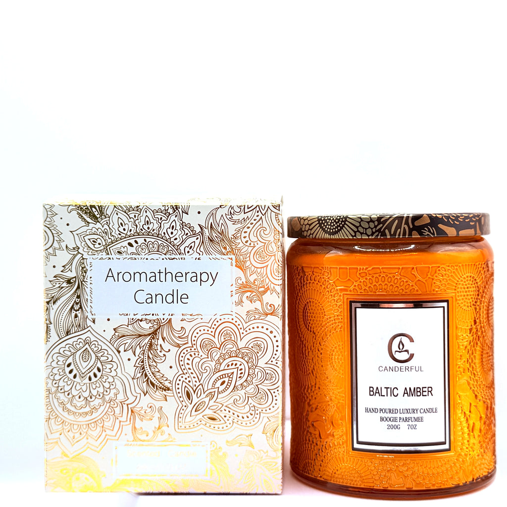 Embossed Glass Scented Candle Soy Wax Aromatherapy Candle