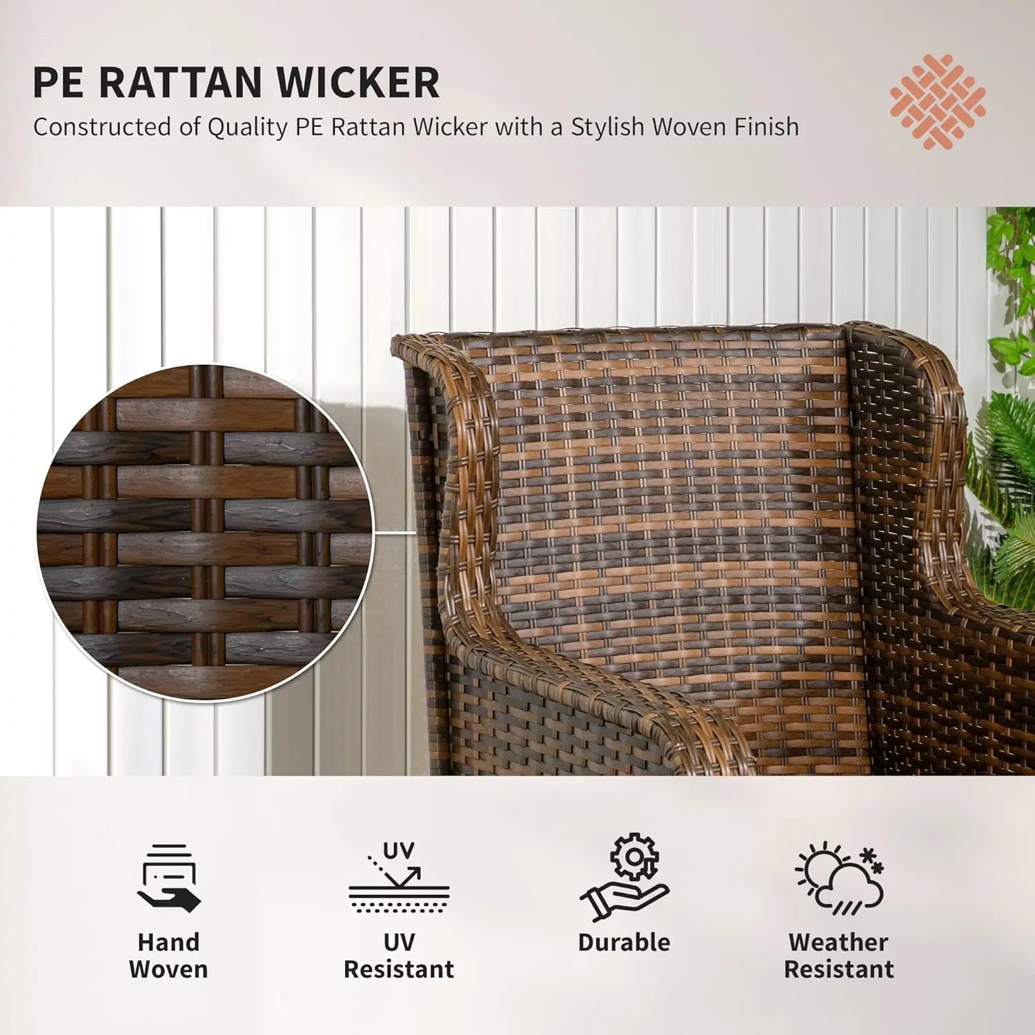 4 Piece PE Rattan Outdoor Patio Furniture Set