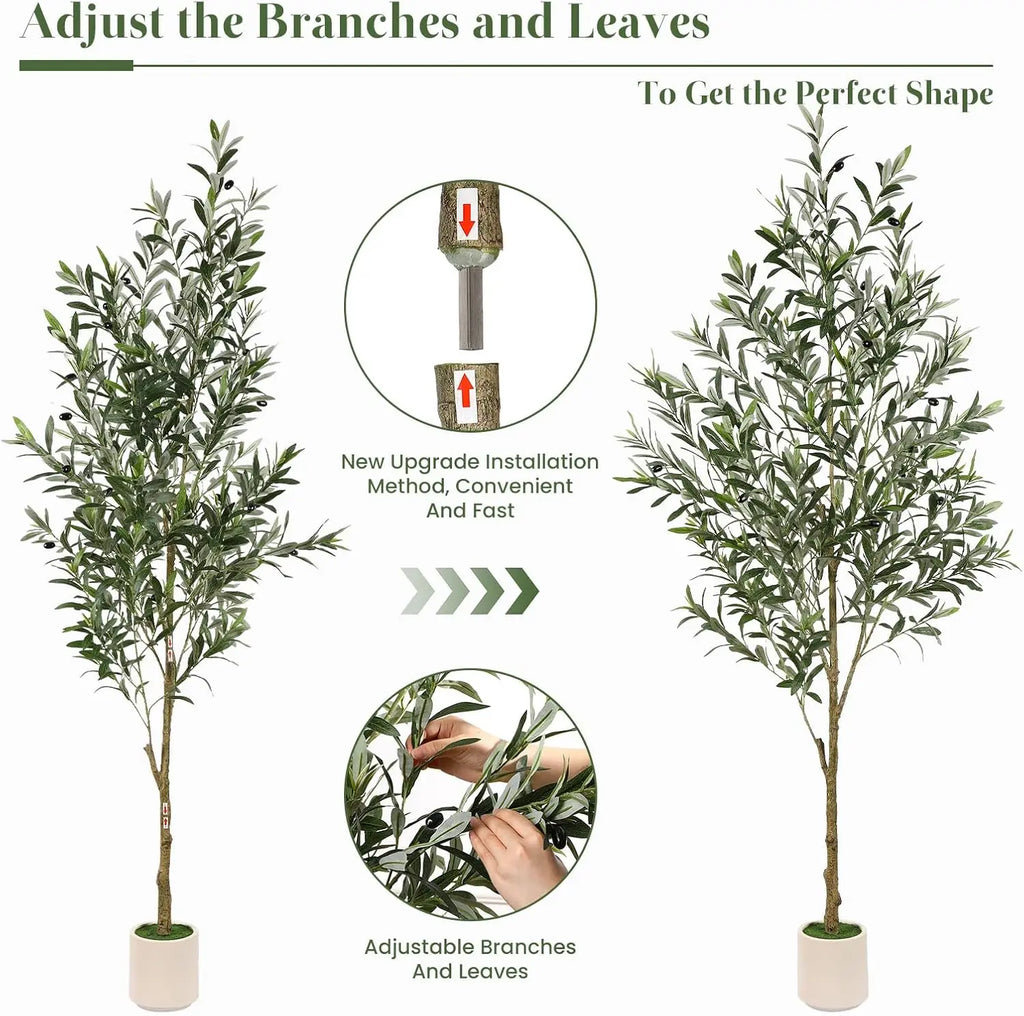 6FT Artificial Olive Tree with Lifelike Trunk and Fruits,
