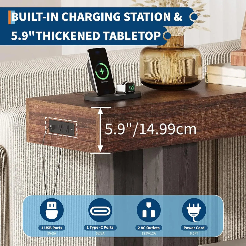63 Inch Console Table with Power Outlet