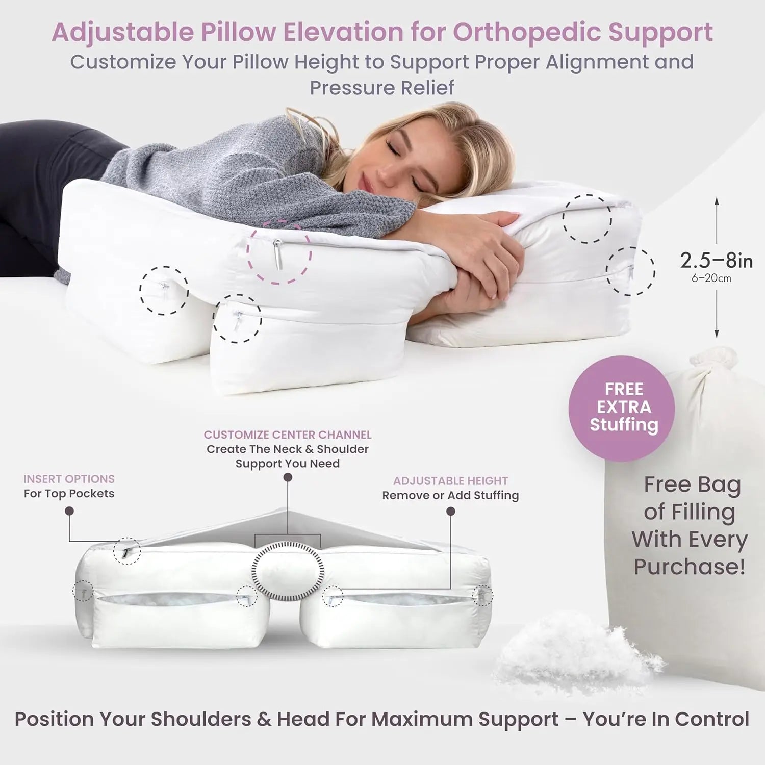 Side Sleeper Pillow Arm Hole