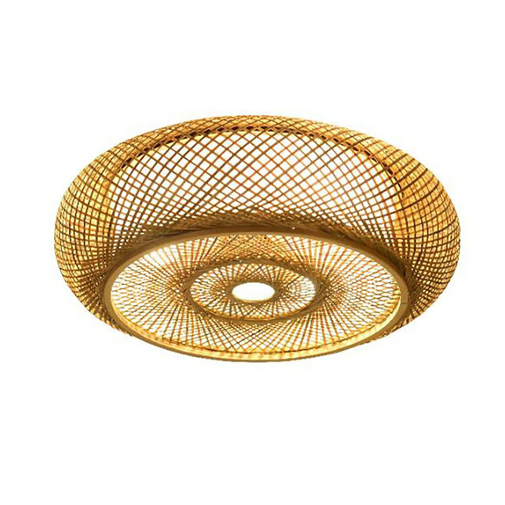 Asian Rustic Bamboo Flush Mount Ceiling Light