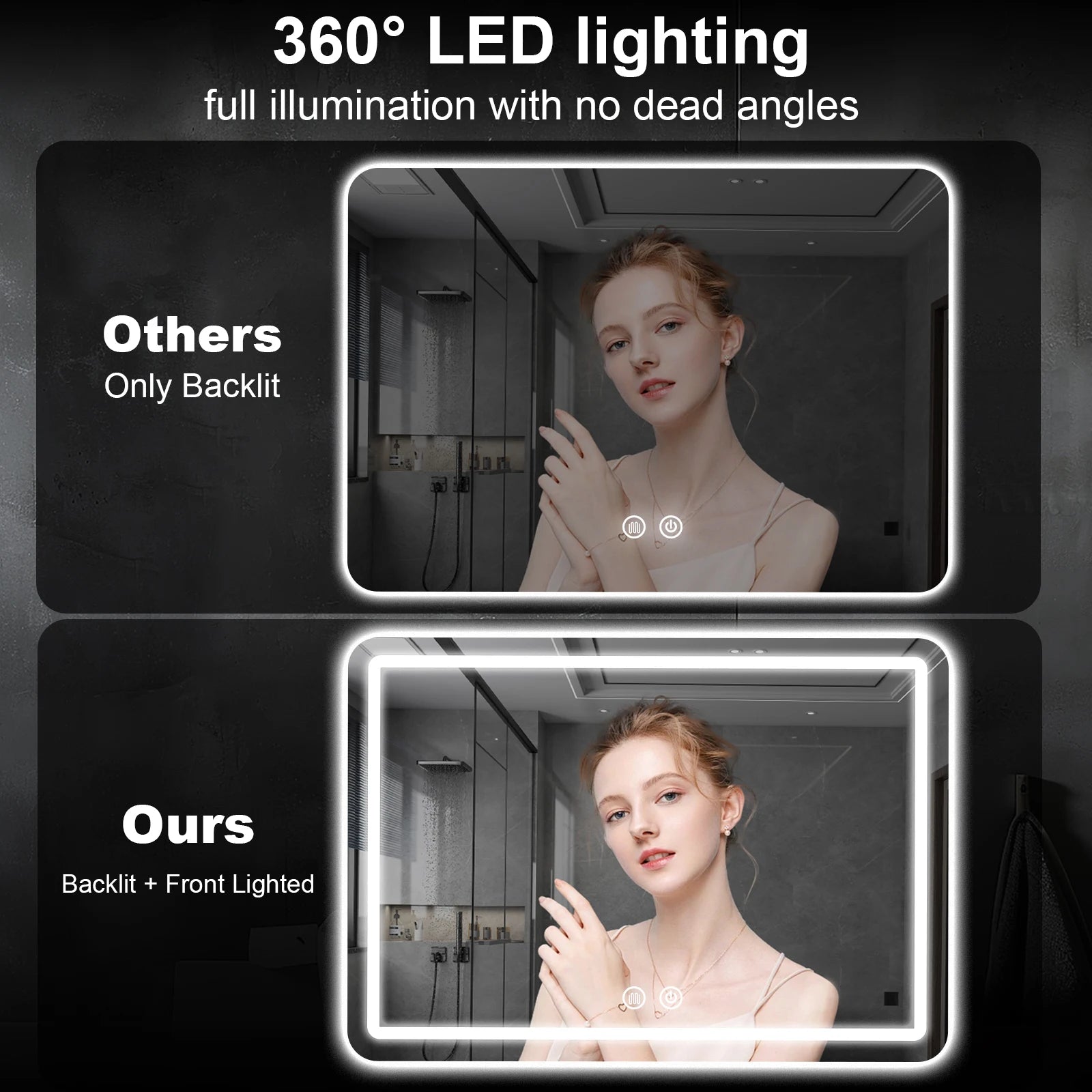 36x24 inch LED Bathroom Mirror Vanity Mirrors with Backlit Lights