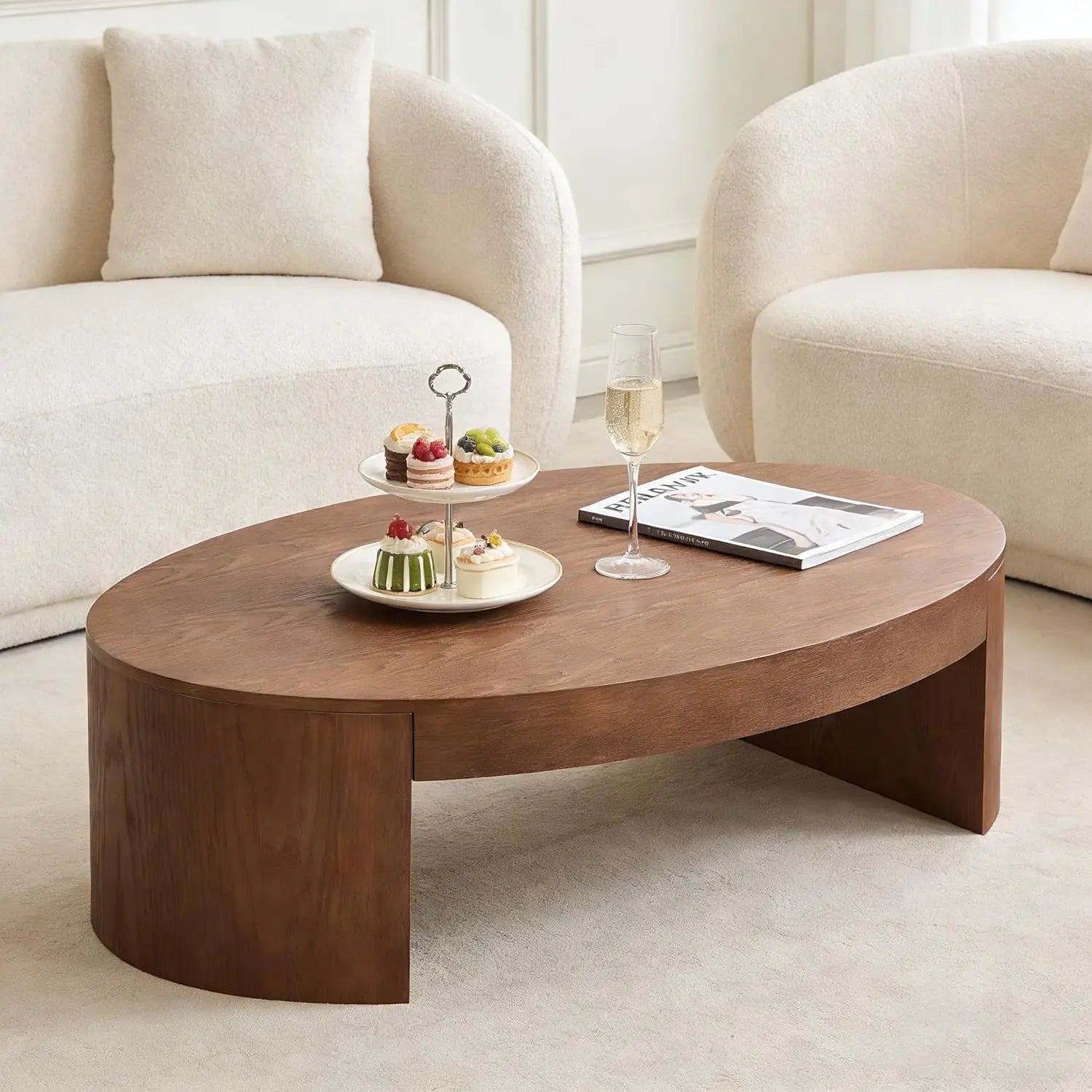35.98'' Wood Pedestal Coffee Table