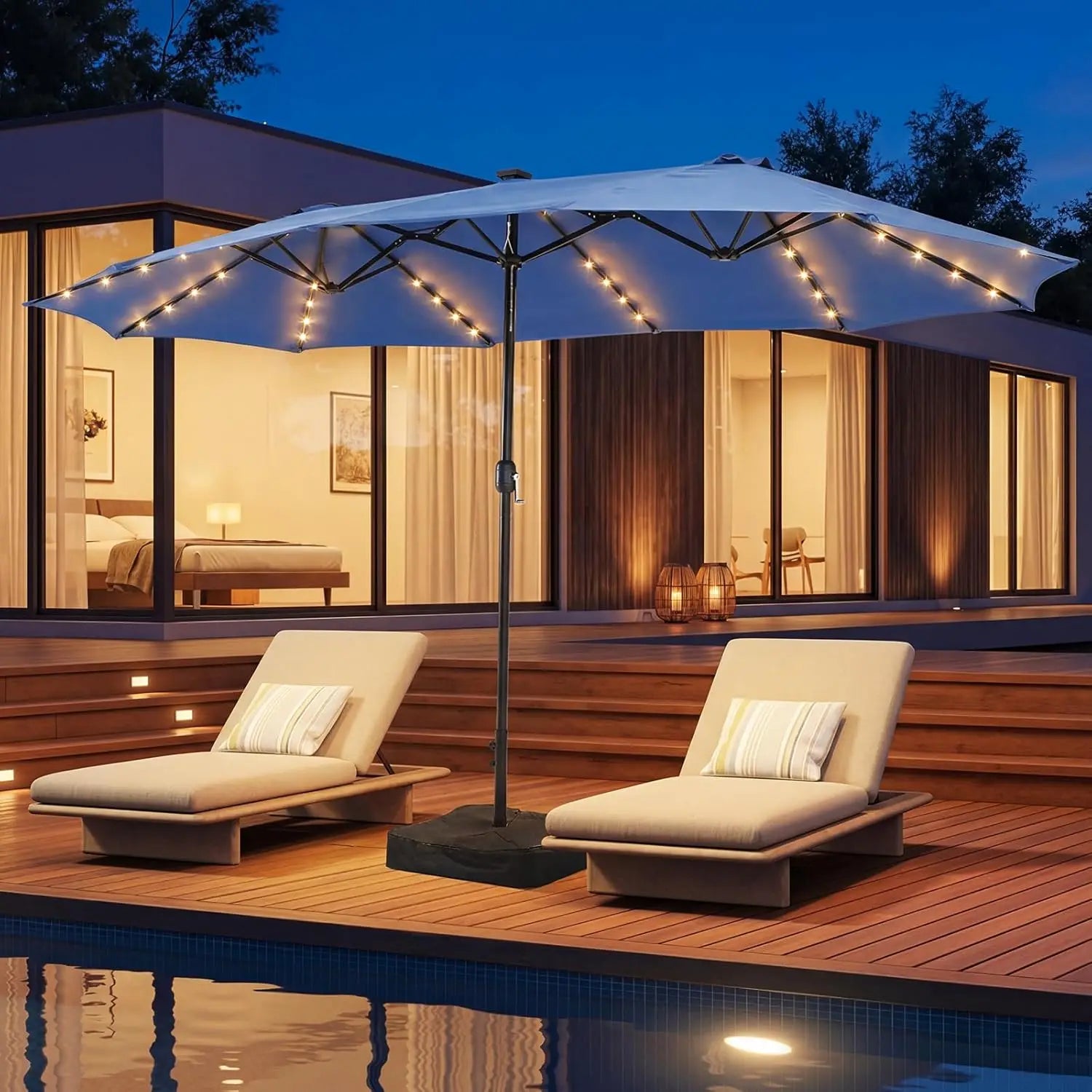15ft Patio Umbrella with Base Included