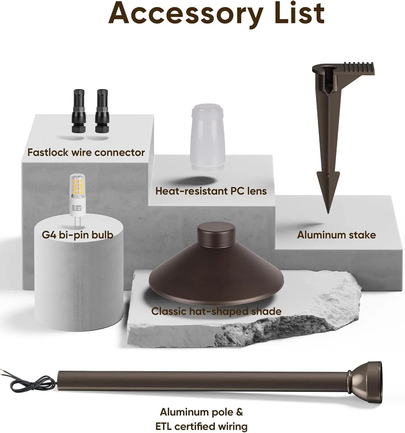 6-Pack Low Voltage Pathway Lights, Waterproof Bronze Aluminum