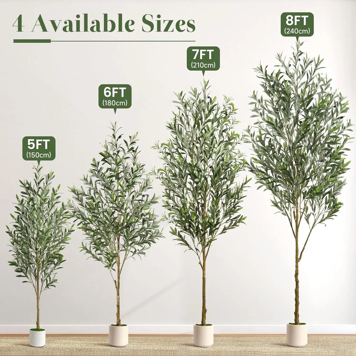 6FT Artificial Olive Tree with Lifelike Trunk and Fruits,