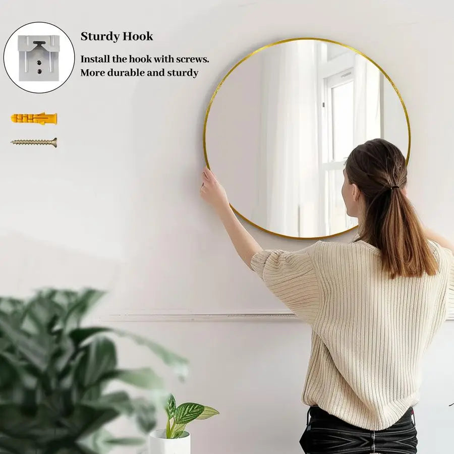 Gold Circle Mirror, Round Mirror 20 inch