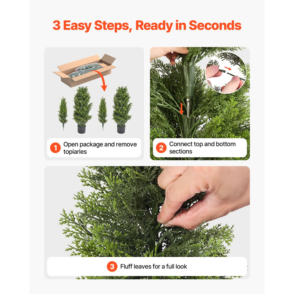 Artificial Topiary Cedar Trees 2 Set