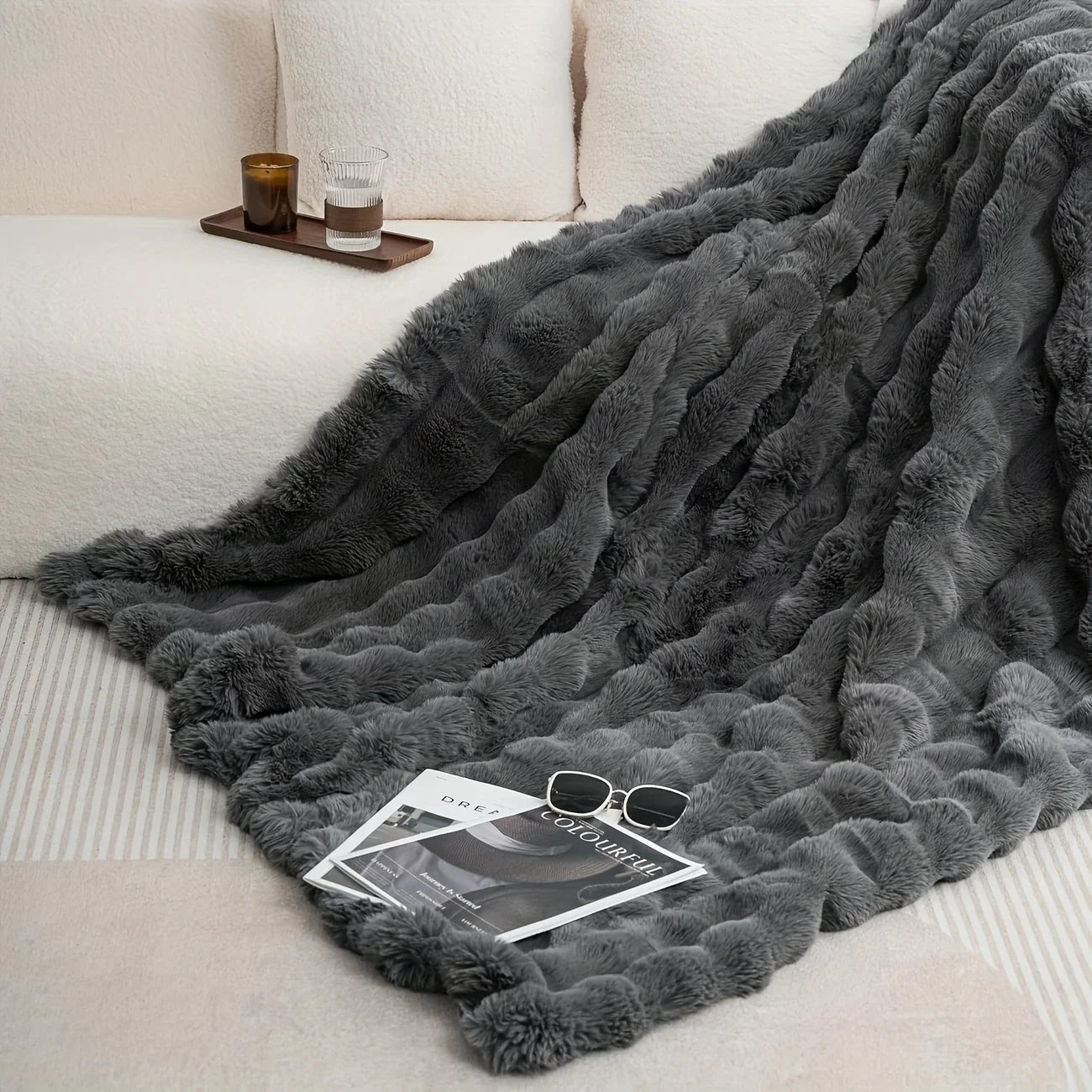 ROSEKIND Faux Fur Throw Blanket