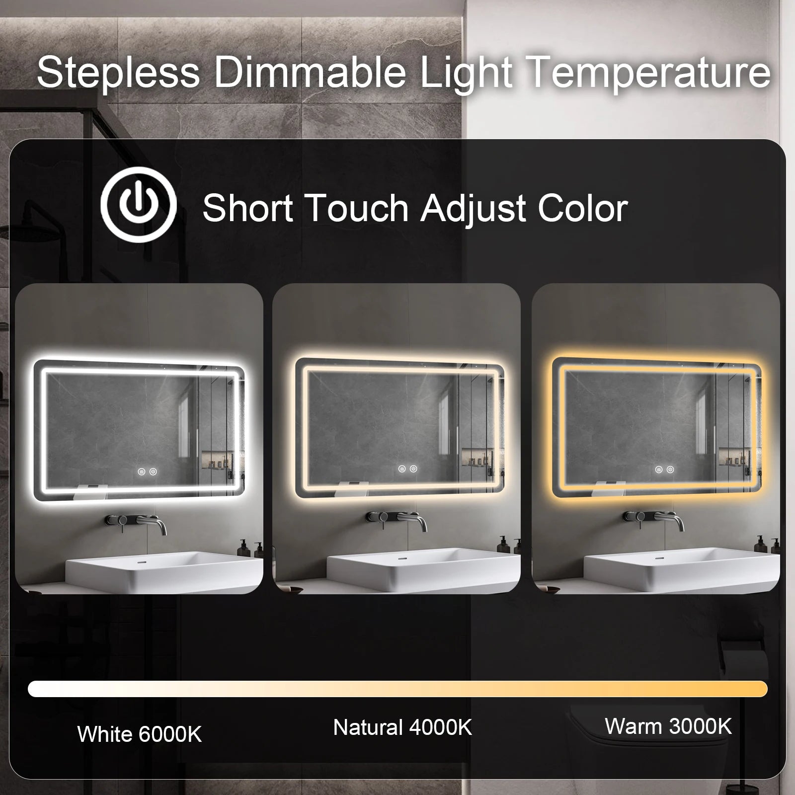 36x24 inch LED Bathroom Mirror Vanity Mirrors with Backlit Lights