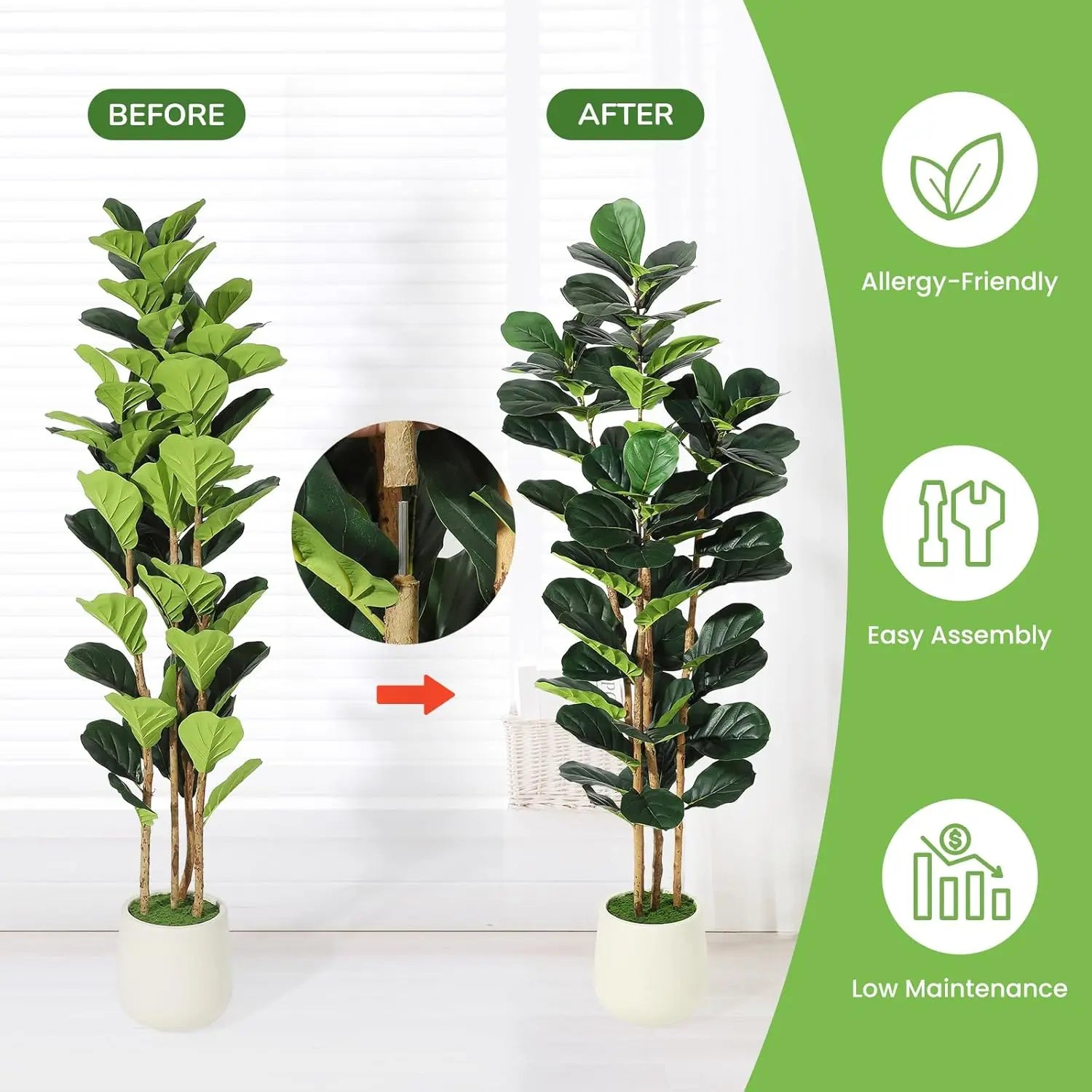 Artificial Fiddle Leaf Fig Tree with P
