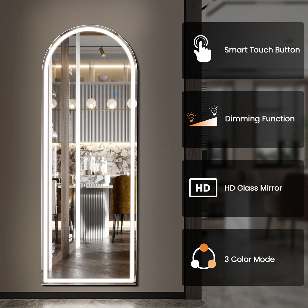JHK 71"x26" Led Dimming Full Length Mirror 3 Color Lighting