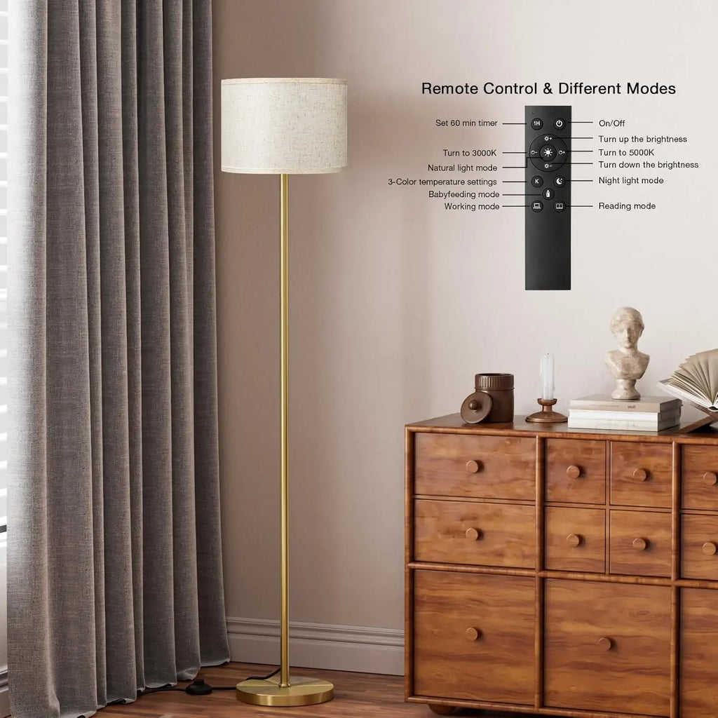 60'' Modern Floor Lamp with Remote, Dimmable