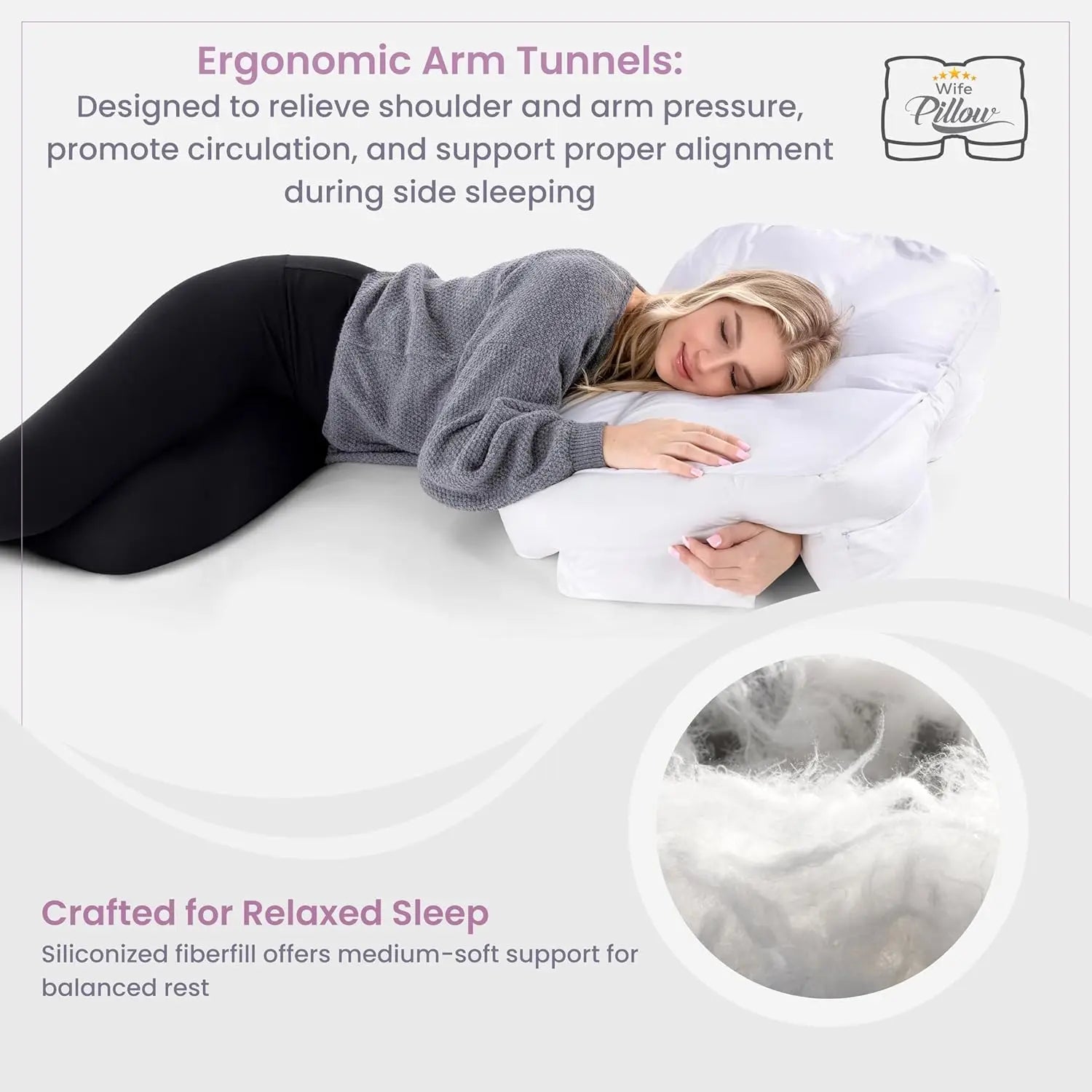 Side Sleeper Pillow Arm Hole