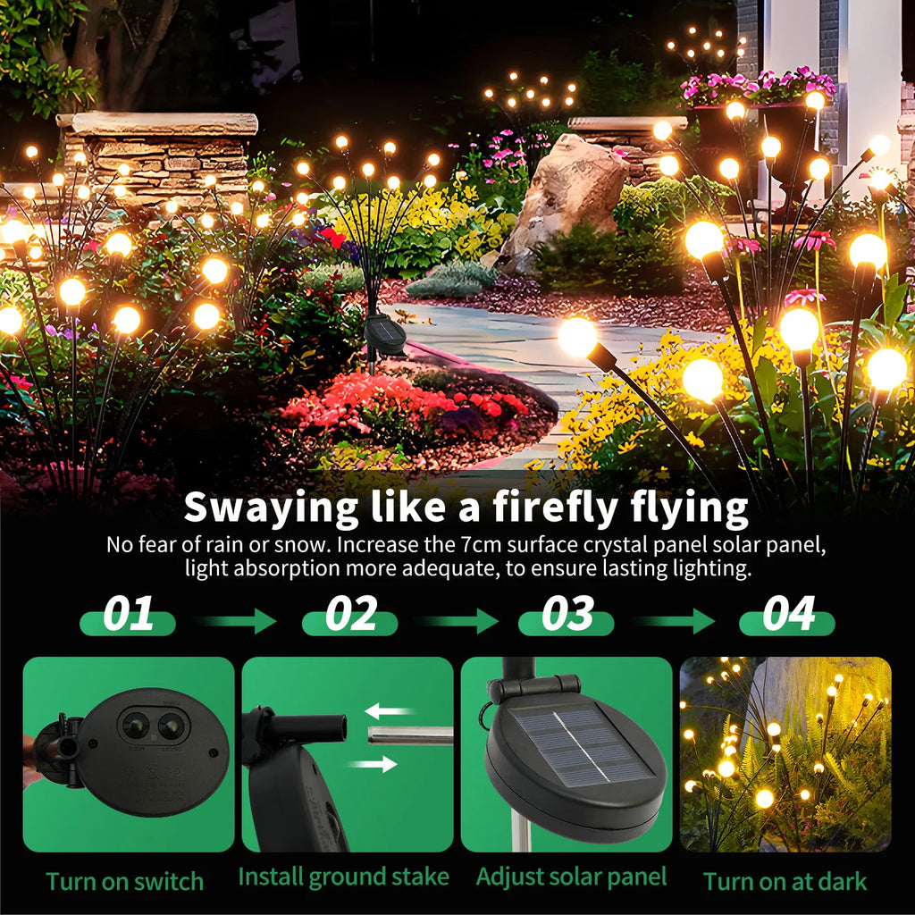 8-Head Solar Firefly Lights LED Solar Outdoor Decorative Garden Lights Waterproof