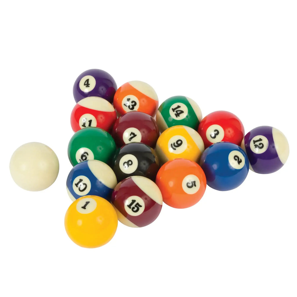 Billiard Pool Set with Cue Ball and Triangle Rack - Standard Resin Balls