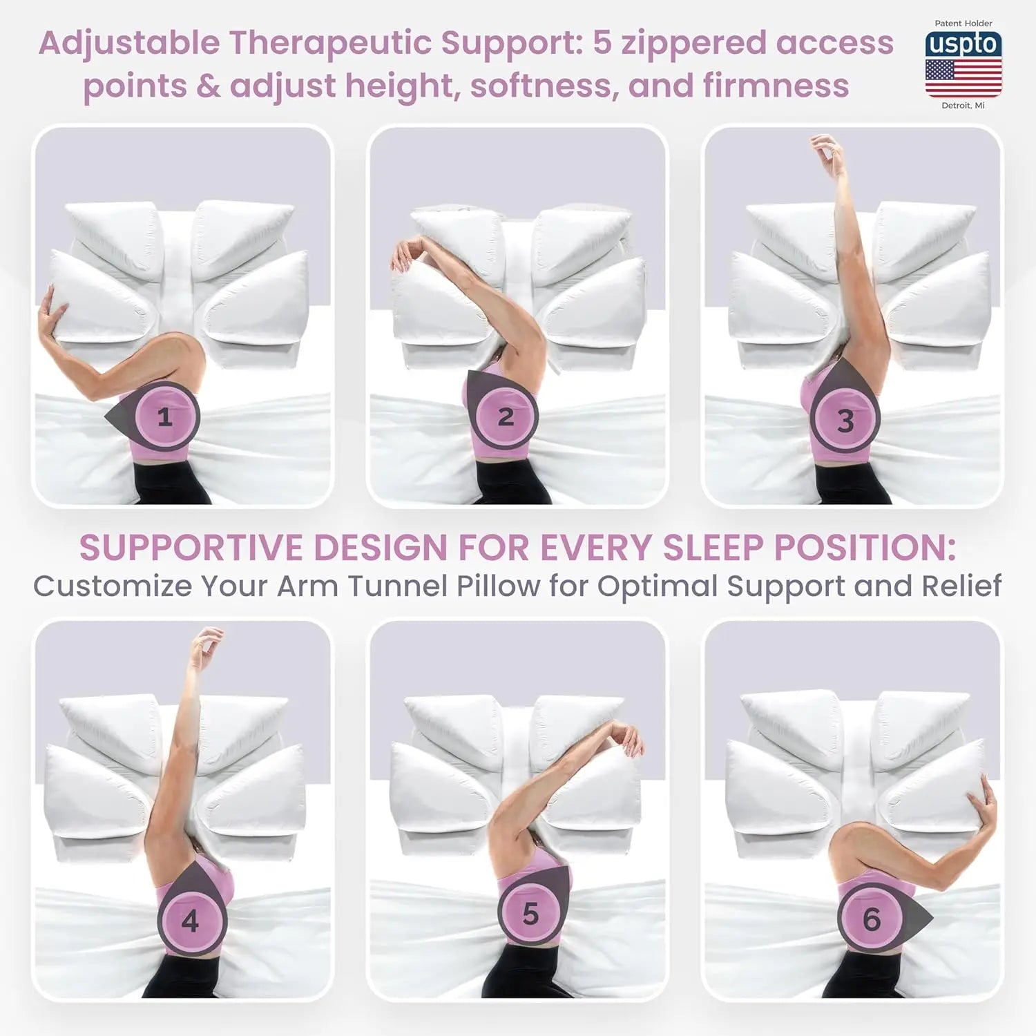 Side Sleeper Pillow Arm Hole
