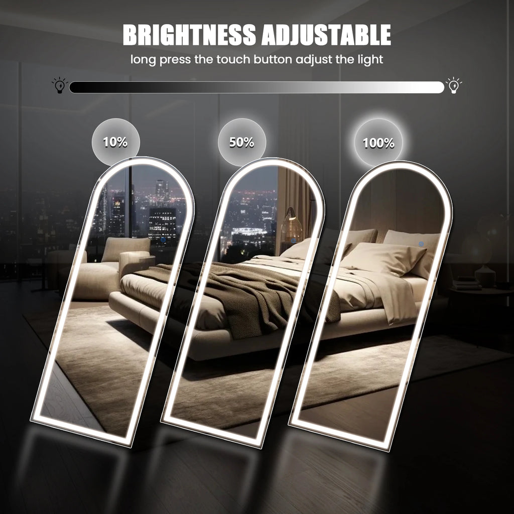 JHK 71"x26" Led Dimming Full Length Mirror 3 Color Lighting