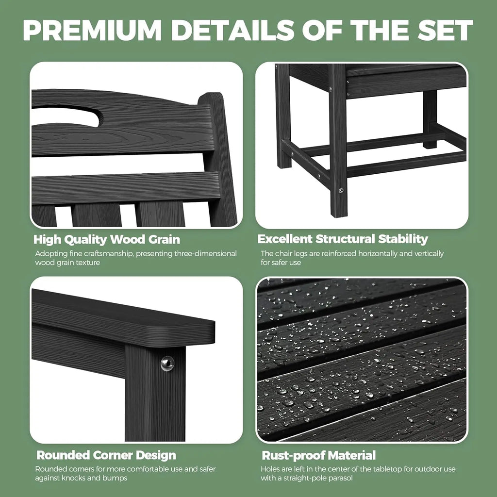 HDPE Outdoor Dining Set, Patio Table and Chairs Set