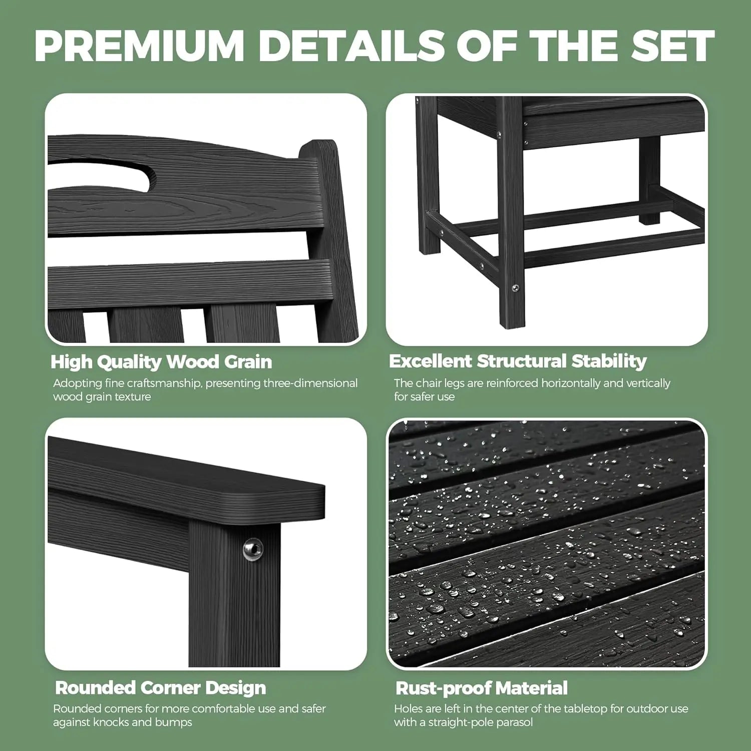 HDPE Outdoor Dining Set, Patio Table and Chairs Set
