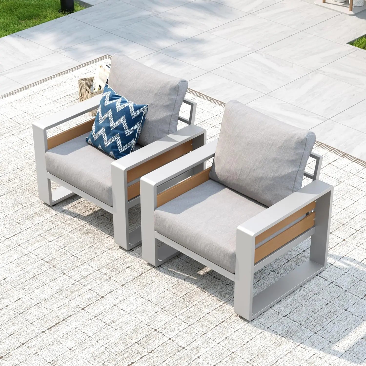 Luxury Aluminum 2 Piece Outdoor Seatingwith 6" Olefin Cushions