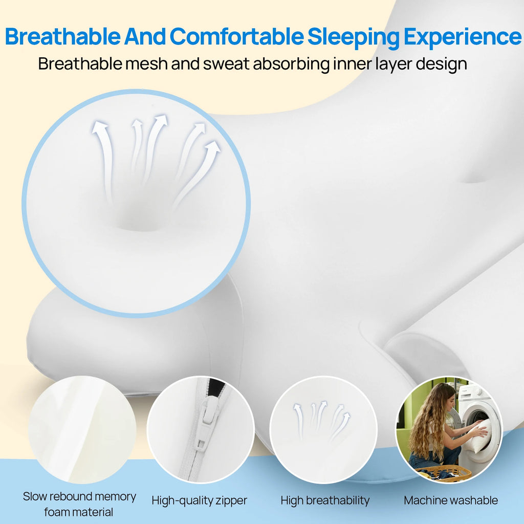 Ergonomic Memory Foam Cervical Neck Pillow with Cooling Pillowcase