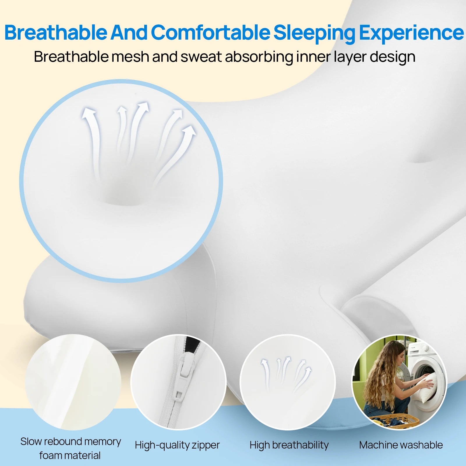 Ergonomic Memory Foam Cervical Neck Pillow with Cooling Pillowcase