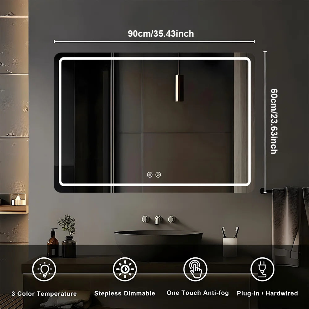 36x24 inch LED Bathroom Mirror Vanity Mirrors with Backlit Lights
