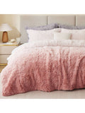 Shaggy Faux Fur Comforter Set With Matching Sham Ultra Soft Plush Reversible All Season Bedding