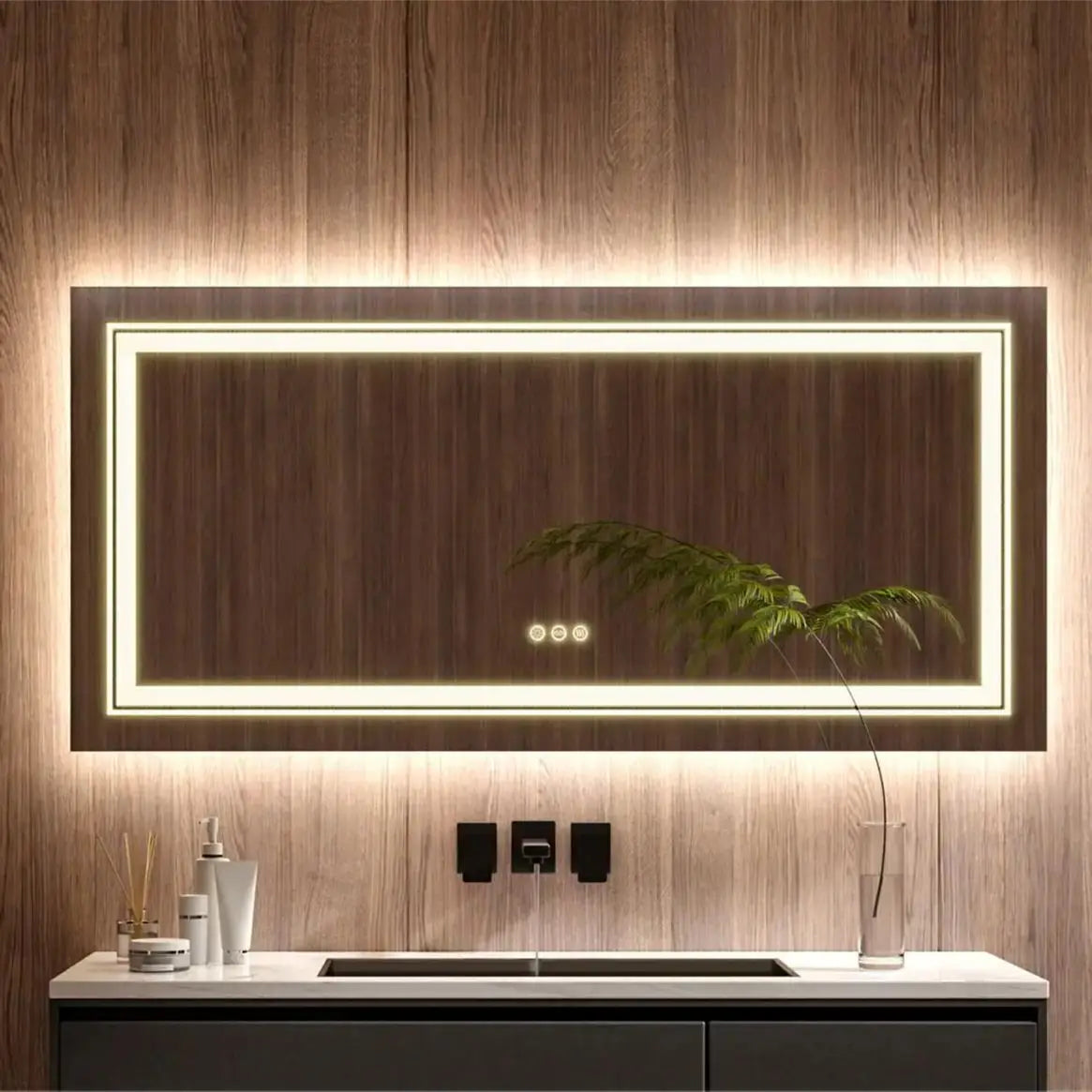 Large Wall-Mounted LED Illuminated Bathroom Mirror