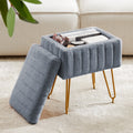 JHK Faux Fur Living Room Hidden Storage StoolHome
