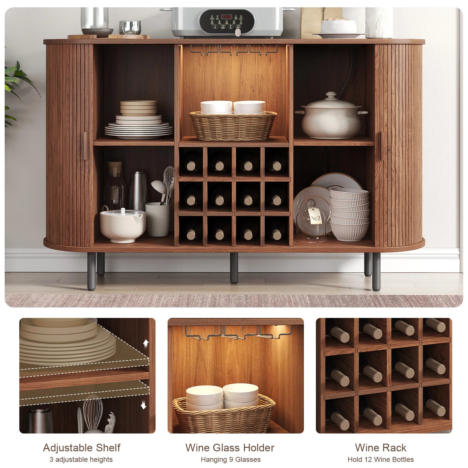 Wine Bar Cabinet w/ LED Light