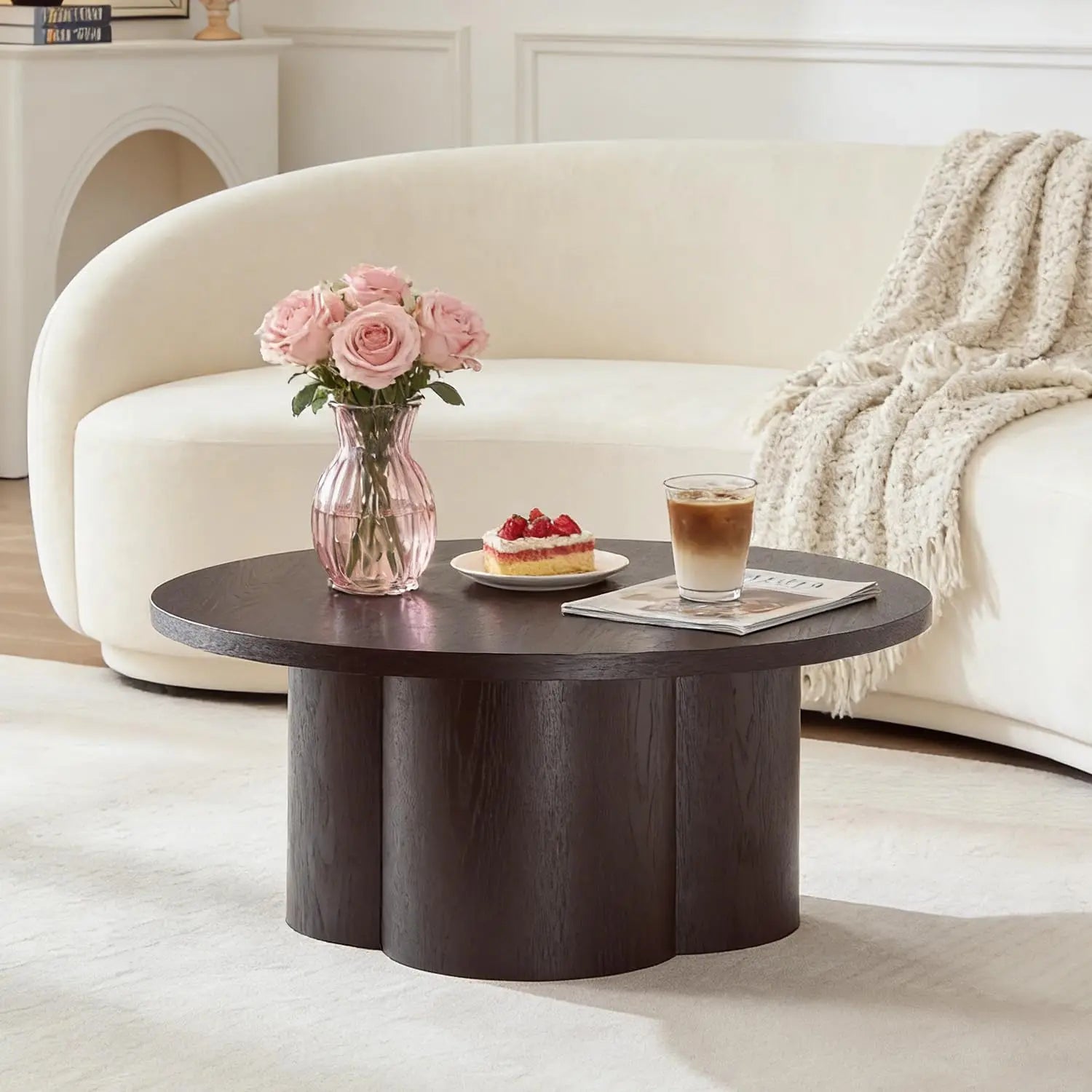 35.98'' Wood Pedestal Coffee Table