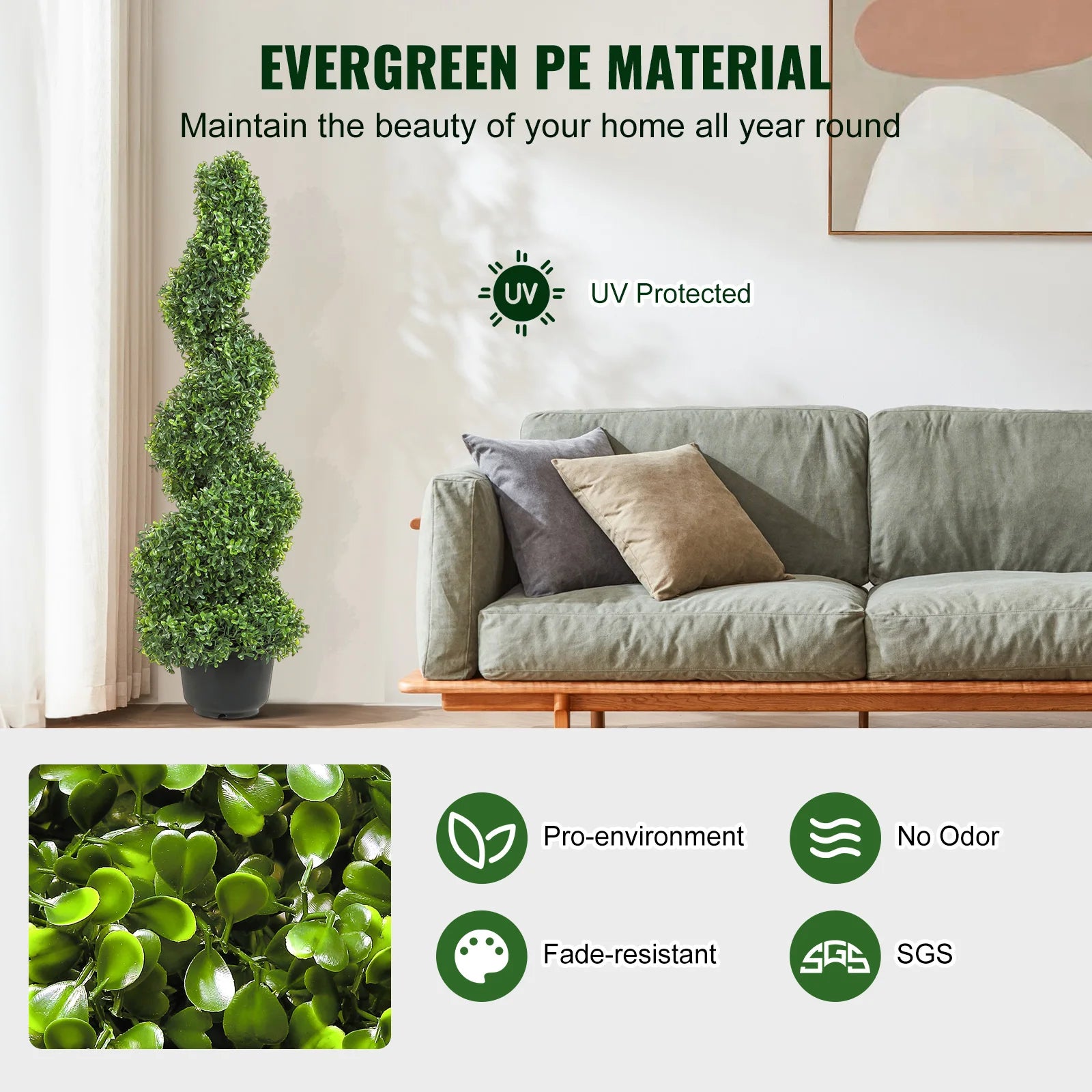 SucceBuy Artificial Boxwood Tower Topiary