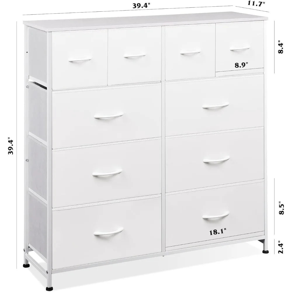 WLIVE White 10-Drawer Fabric Dresser