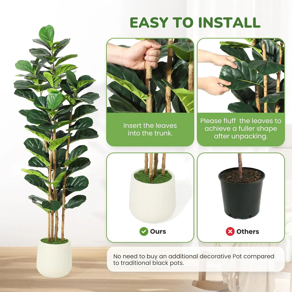 Artificial Fiddle Leaf Fig Tree with P