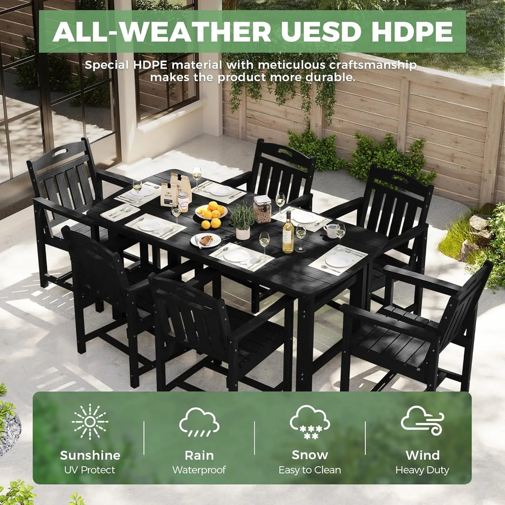 HDPE Outdoor Dining Set, Patio Table and Chairs Set