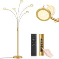 GOLD ADJUSTABLE ARMS LED TALL FLOOR LAMP REMOTE CONTROL DIMMABLE