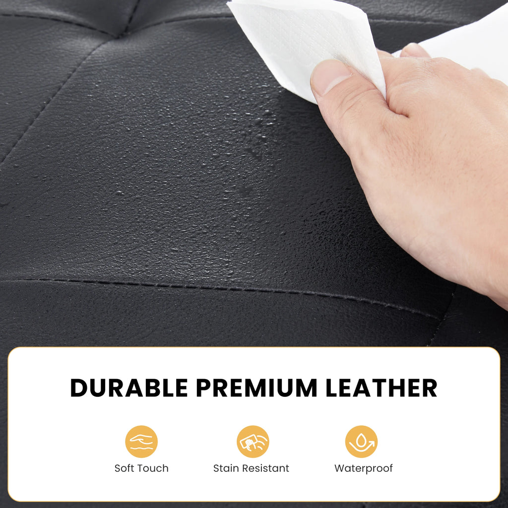 JHK 43 Inches Leather Folding Ottoman Storage Footstool