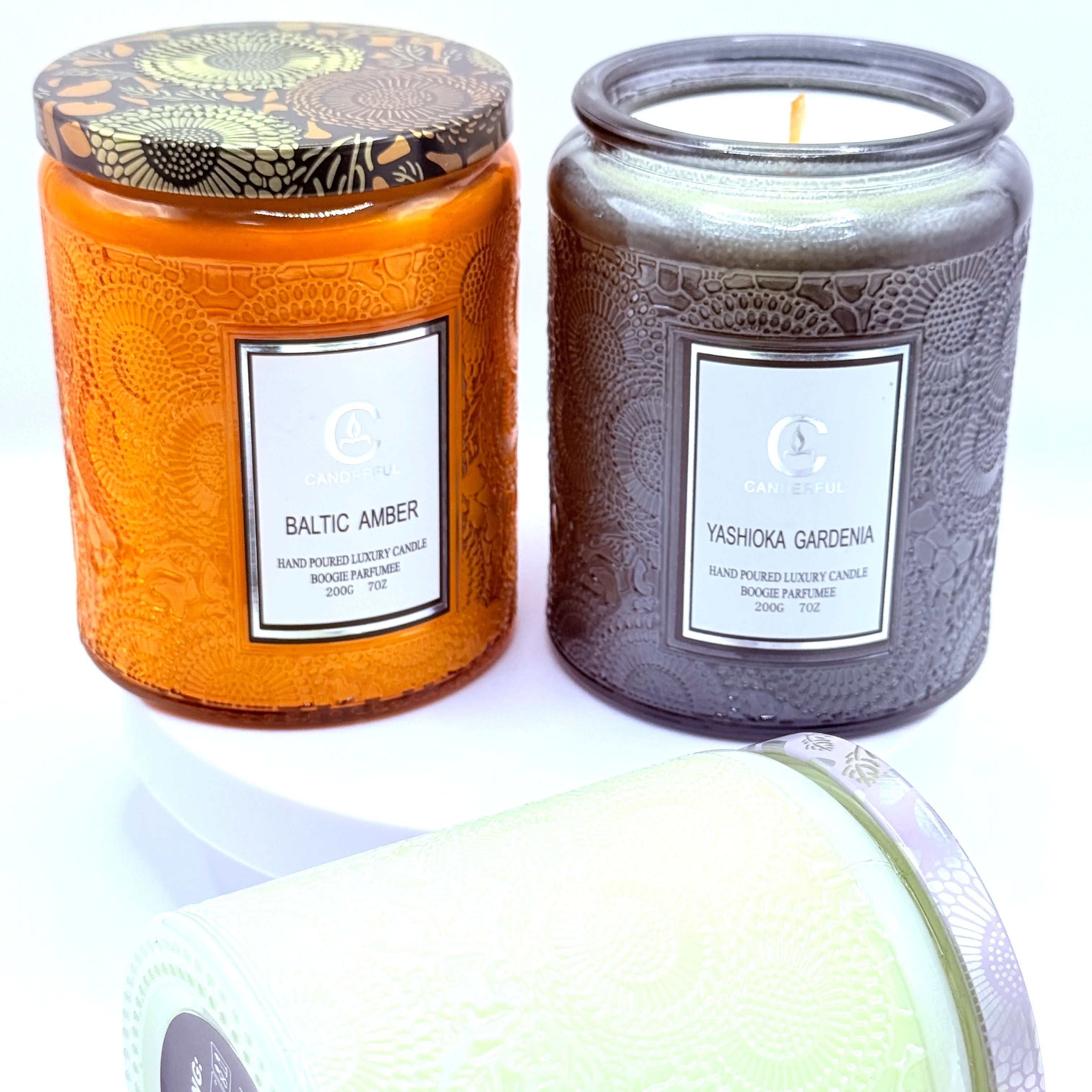 Embossed Glass Scented Candle Soy Wax Aromatherapy Candle